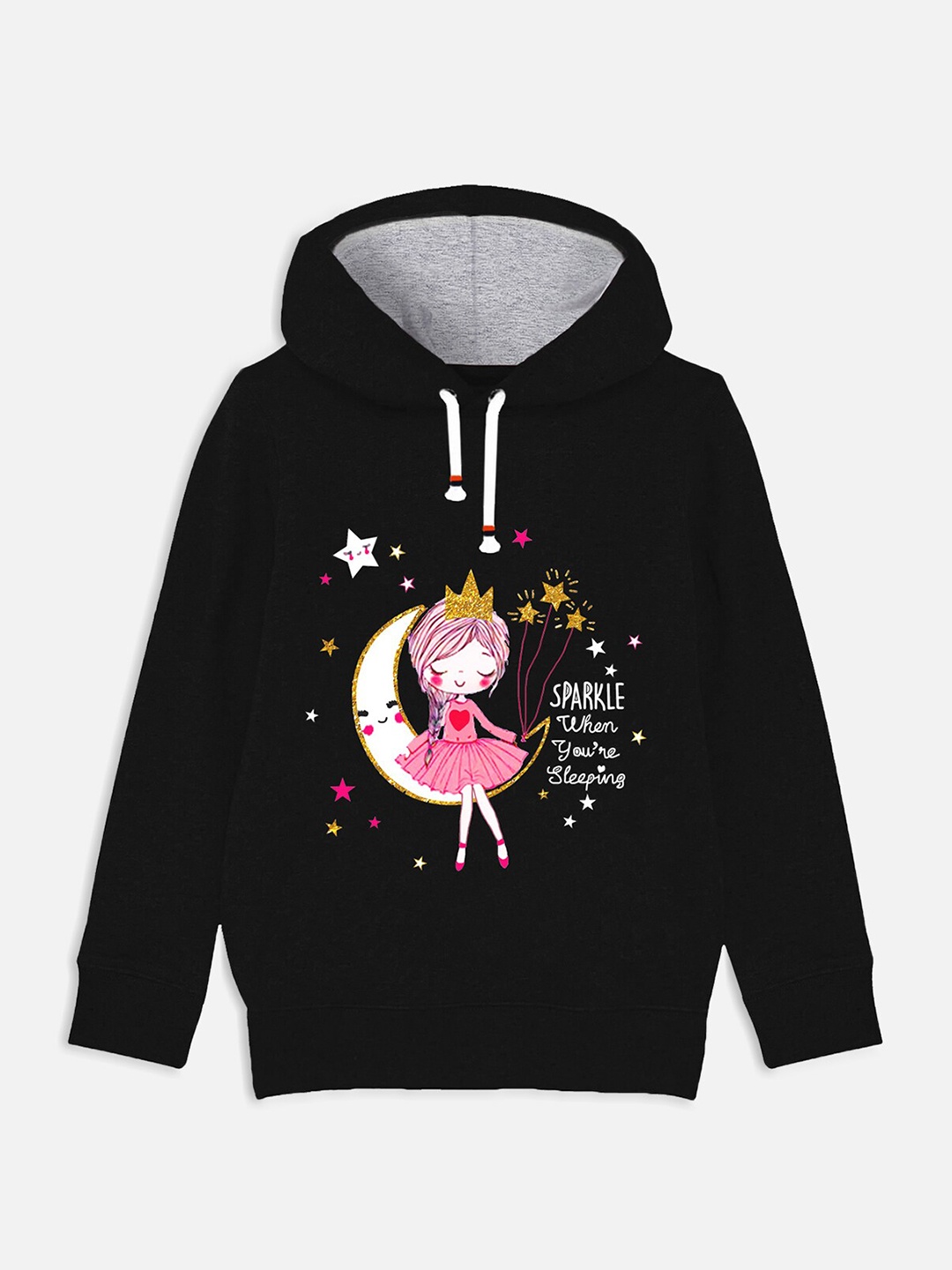 

Trampoline Girls Graphic Printed Hooded Sweatshirt, Black