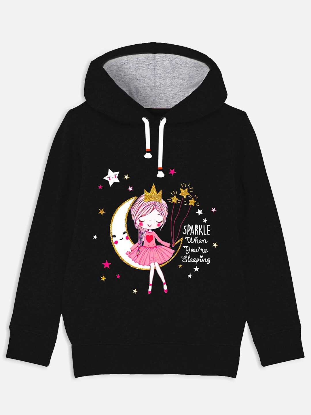 

Trampoline Girls Graphic Printed Hooded Sweatshirt, Black