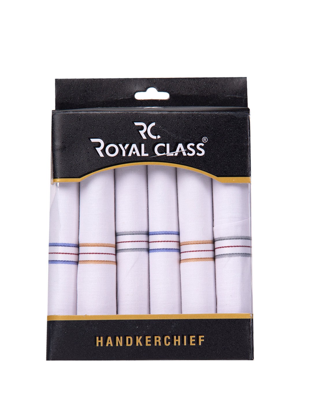 

RC. ROYAL CLASS Men Pack Of 6 Self-Design Pure Cotton Handkerchief, White