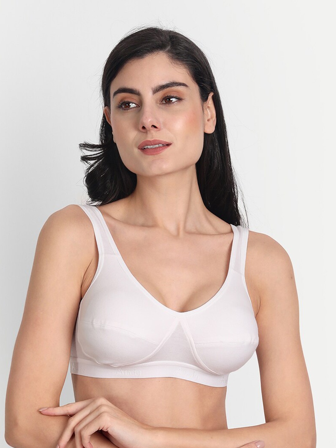 

Aimly Cotton Sports Bra Non-Padded Non-Wired Full Coverage, White