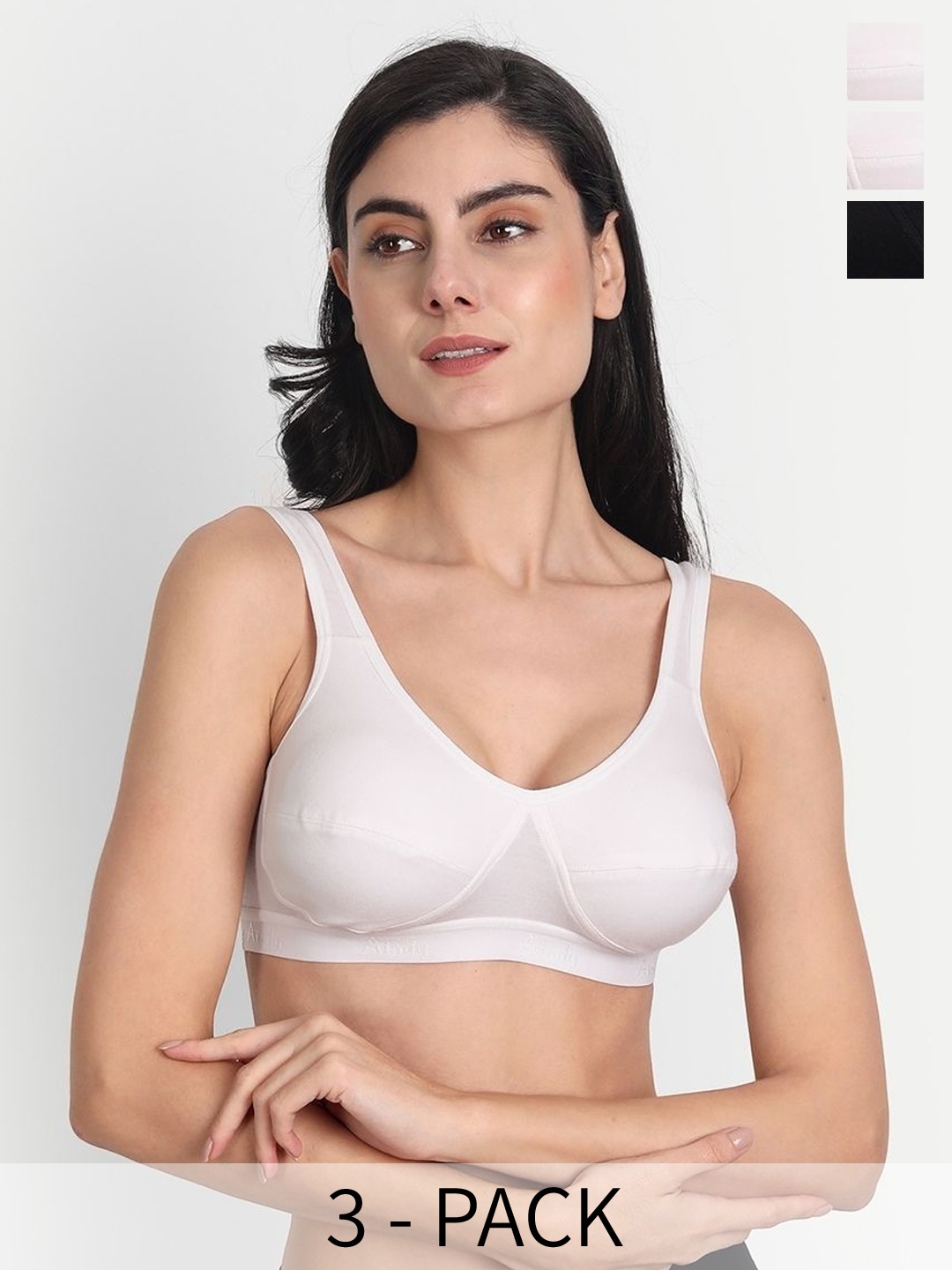 

Aimly Pack Of 3 Non Padded Full Coverage Cotton Everyday Bra With All Day Comfort, White