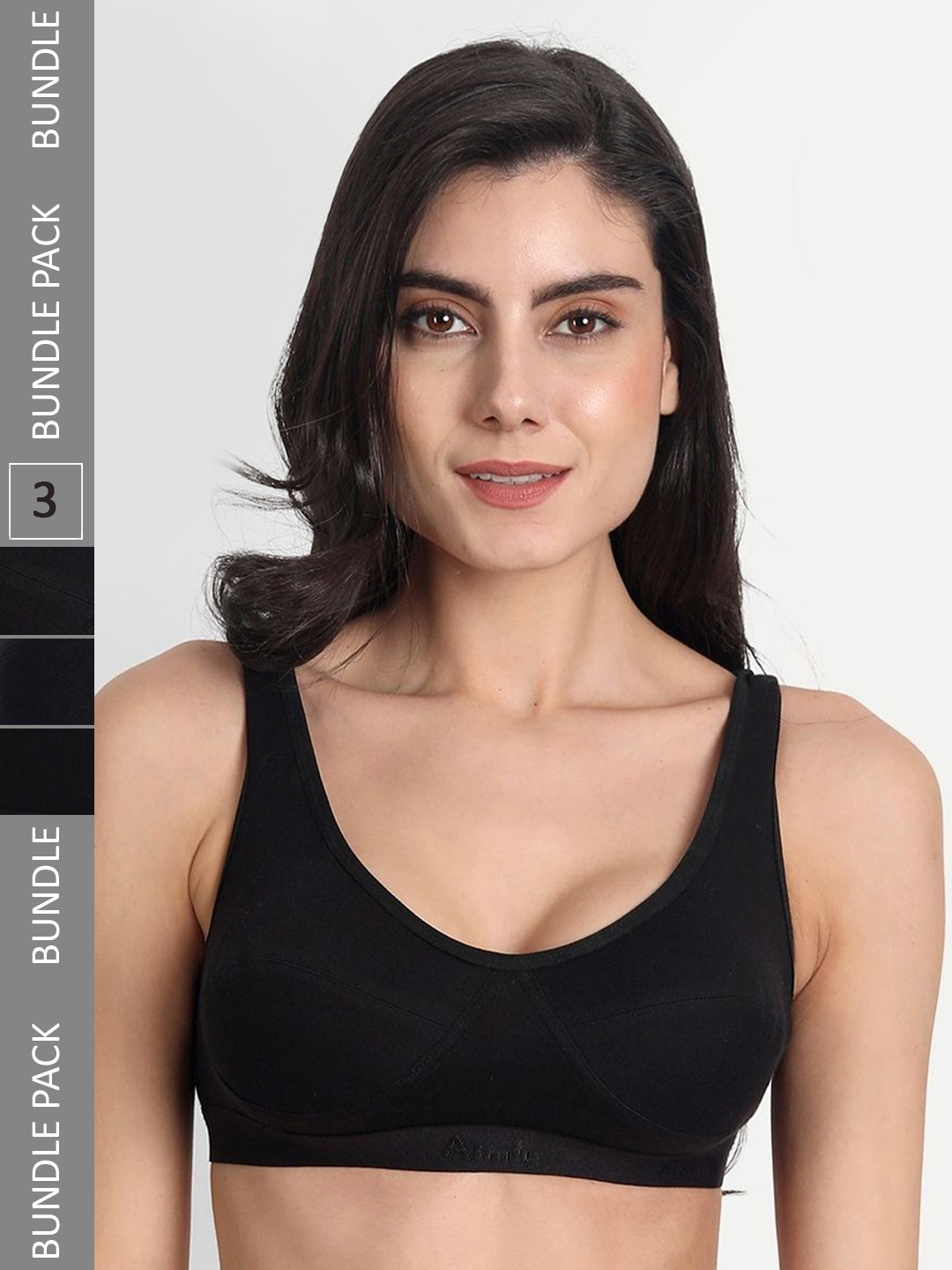 

Aimly Pack Of 3 Bra Full Coverage Non-Padded Non-Wired Sports, Black