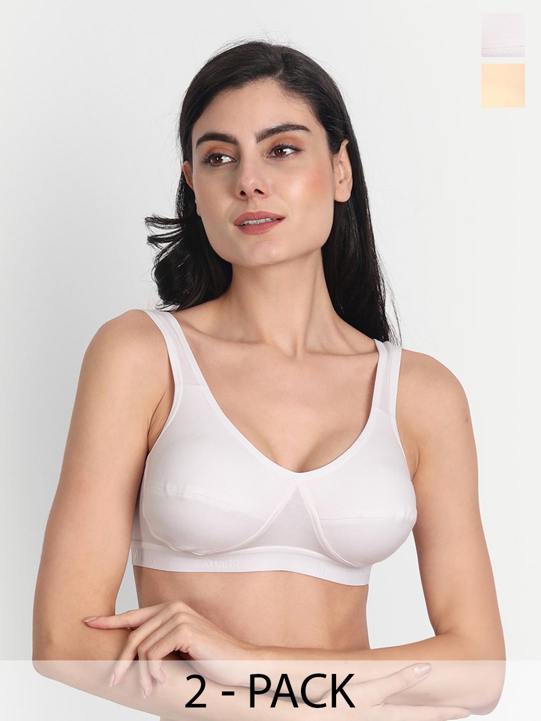 

Aimly Pack Of 2 Non Padded Full Coverage Cotton Everyday Bra With All Day Comfort, White