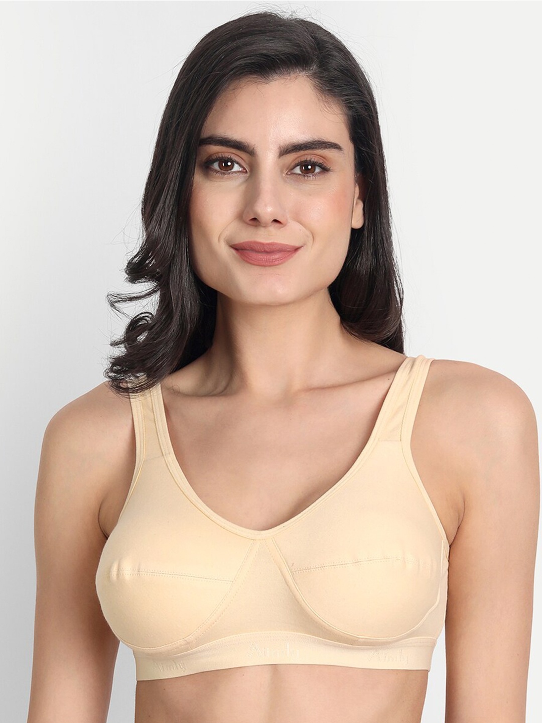 

Aimly Cotton Sports Bra Non-Padded Non-Wired Full Coverage, Beige