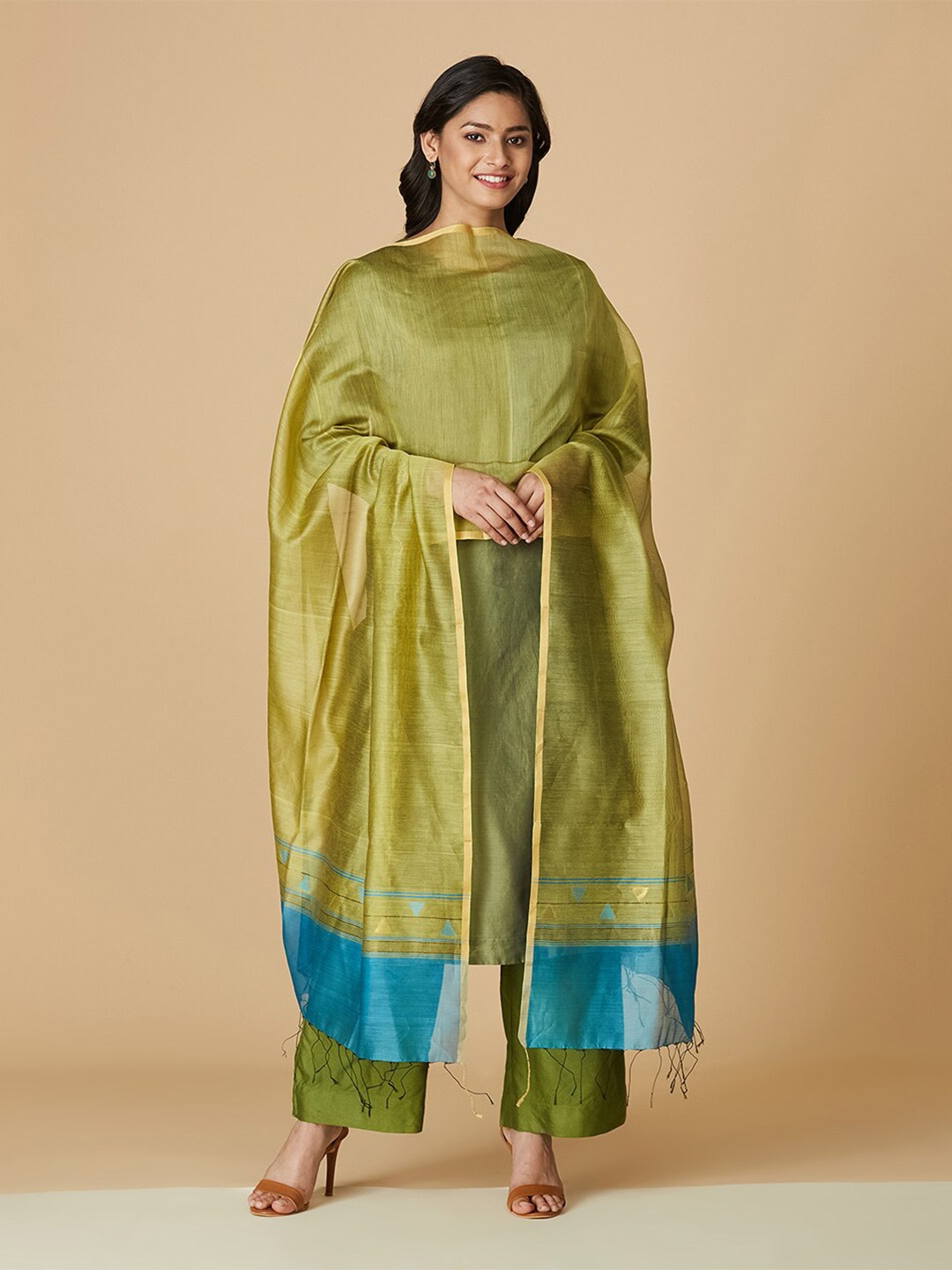 

Fabindia Cotton Silk Dupatta, Green