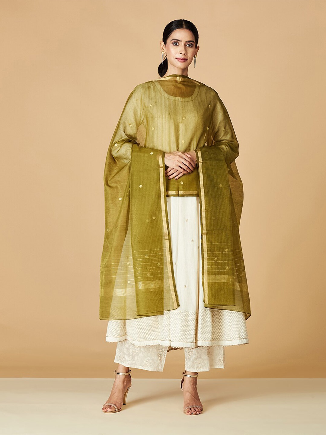 

Fabindia Cotton Silk Dupatta, Green