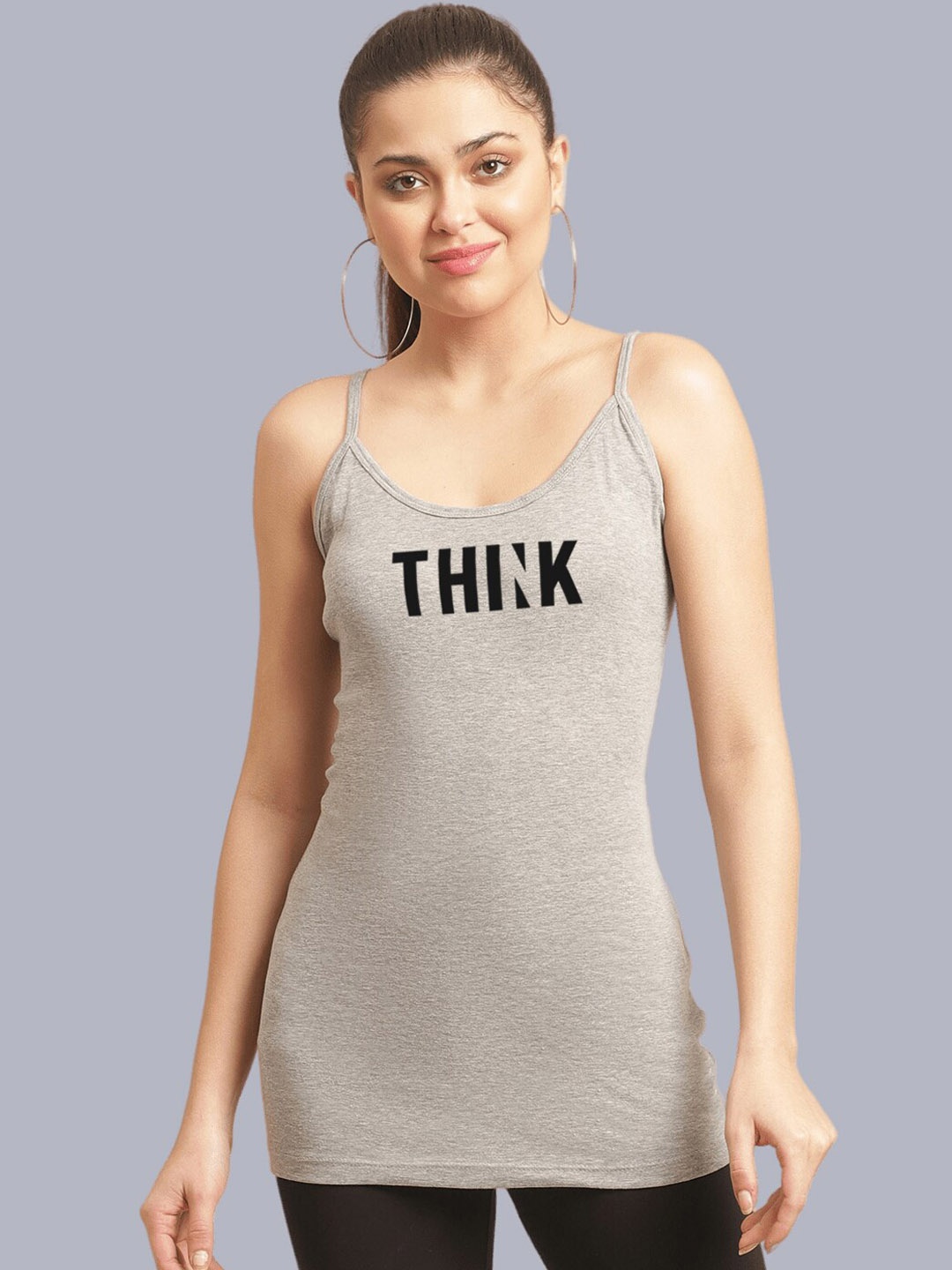 

FBAR Printed Skin Friendly Cotton Camisoles, Grey