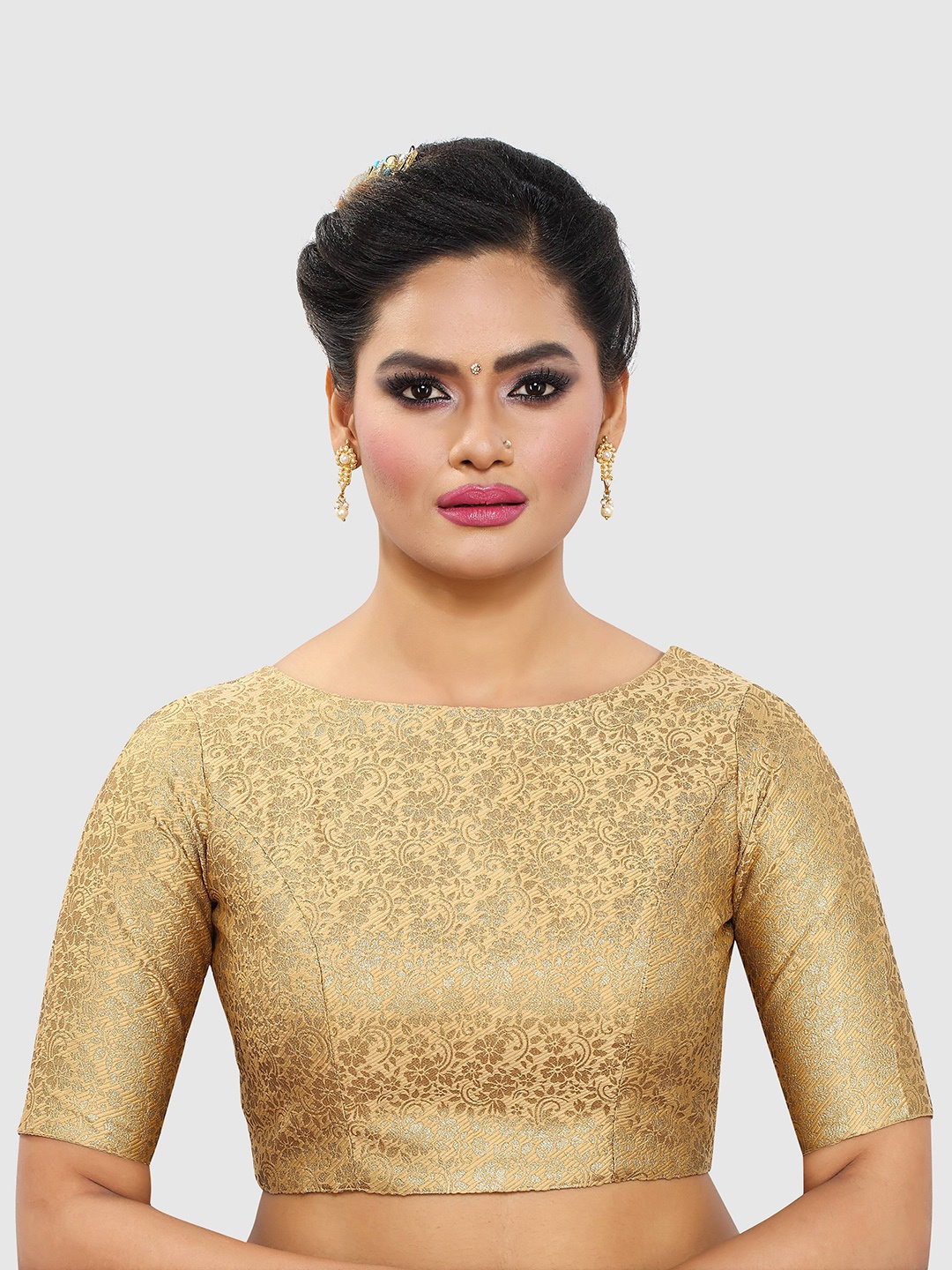 

Madhu Fashion Woven Design Saree Blouse, Gold