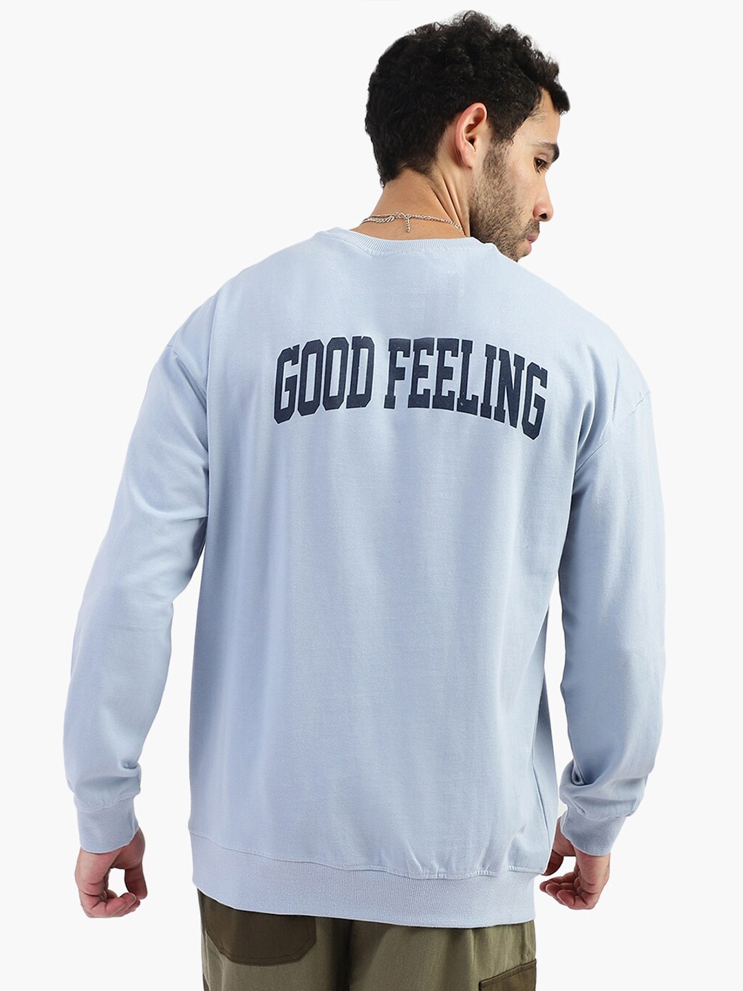 

Virgio Typography Printed Cotton Sweatshirt, Blue