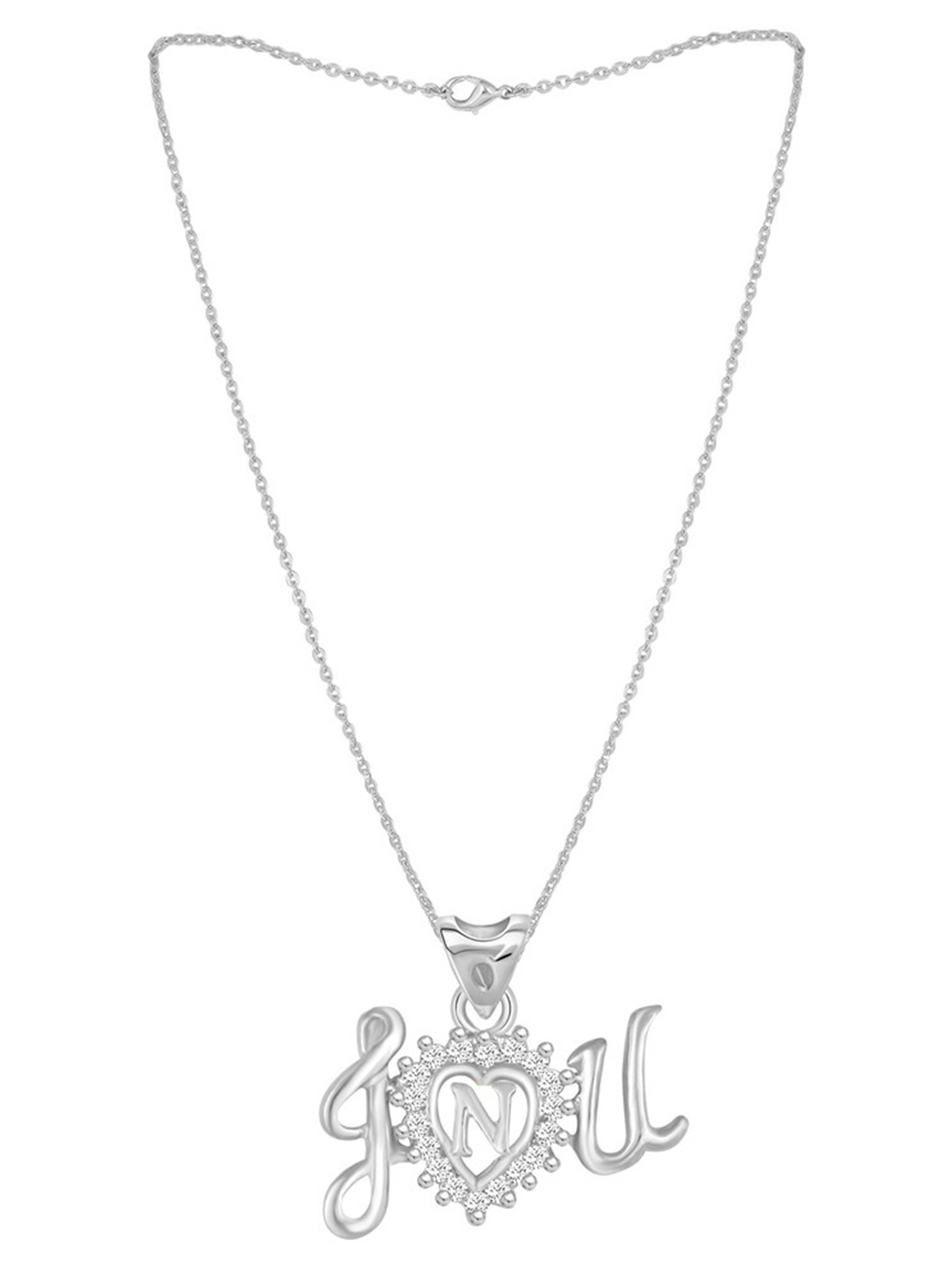 

MEENAZ Silver-Plated AD-Studded Pendant With Chain