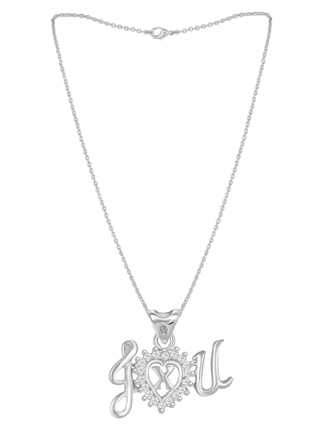 

MEENAZ Silver-Plated AD-Studded Pendant With Chain