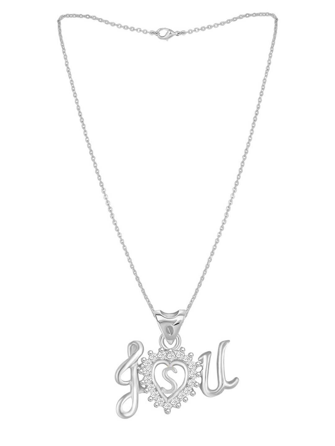 

MEENAZ Silver-Plated AD-Studded Pendant With Chain