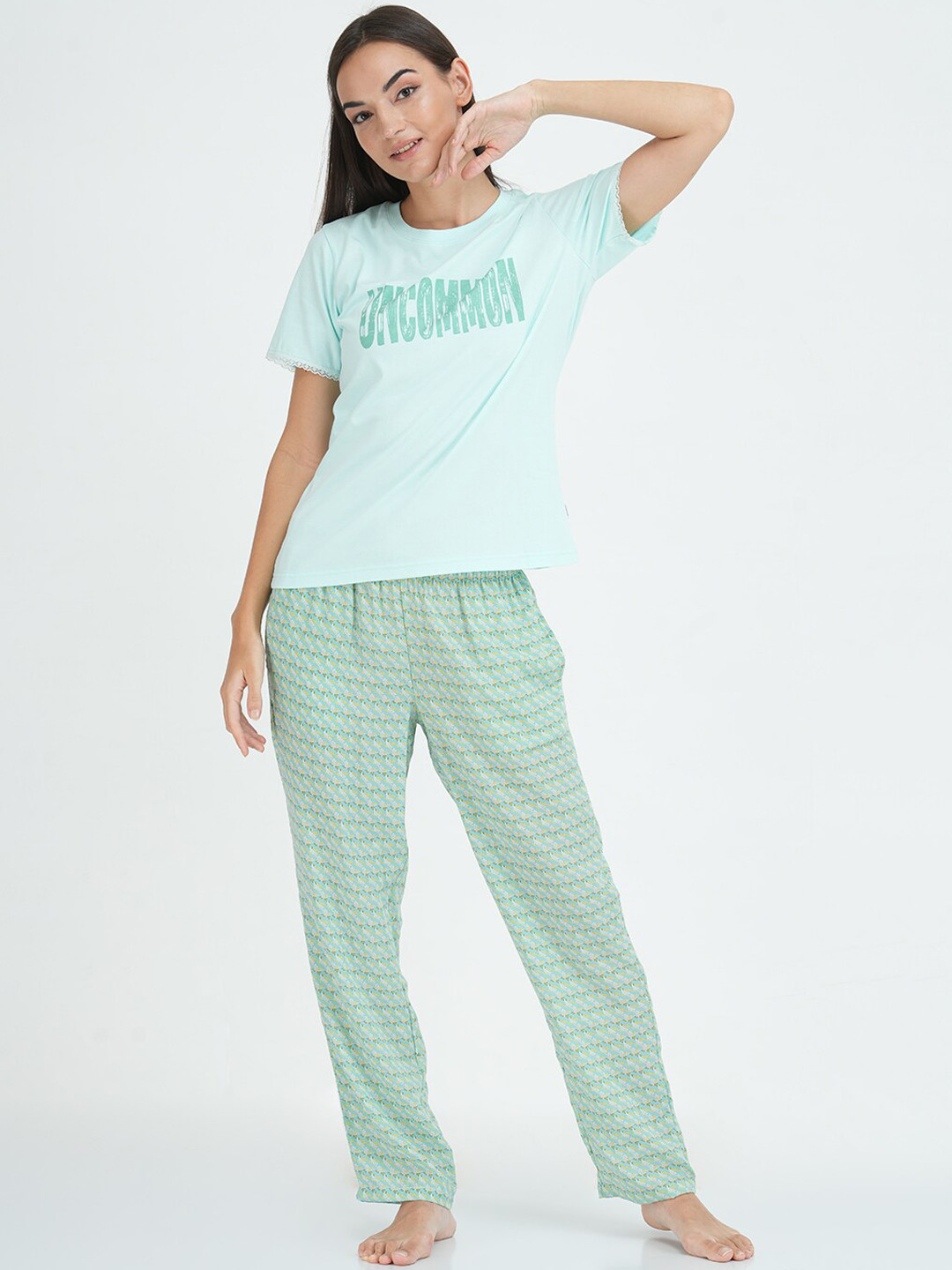 

mackly Typography Printed Night Suit, Blue