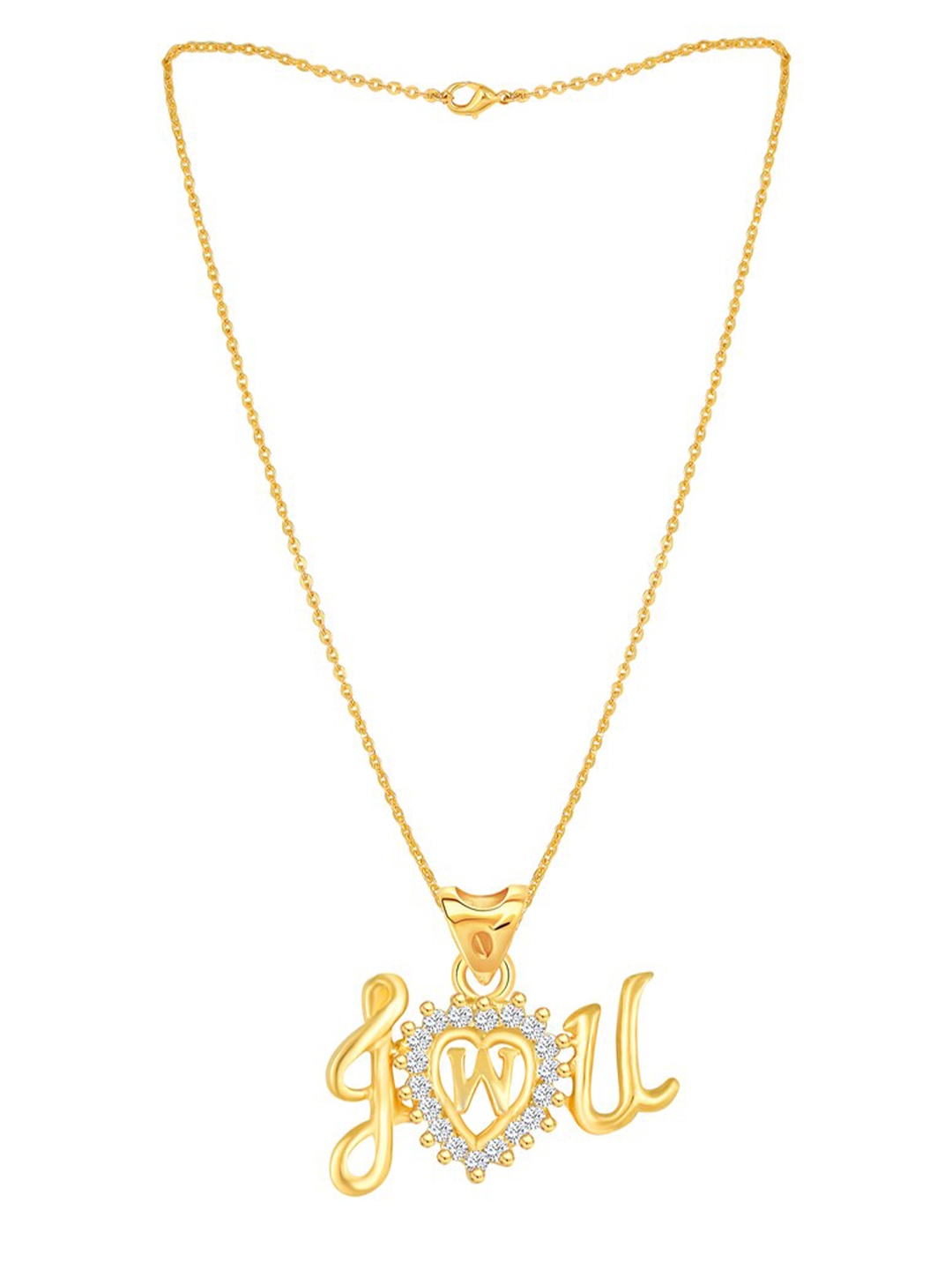 

MEENAZ Gold-Plated AD-Studded Pendant With Chain