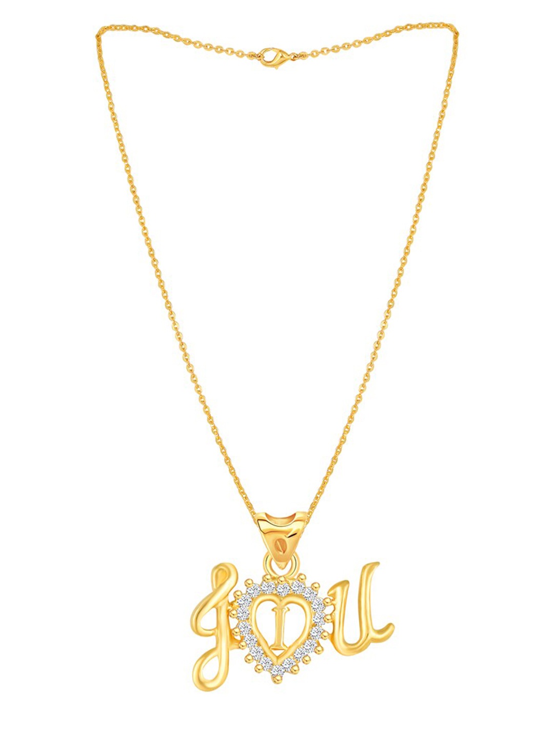 

MEENAZ Gold-Plated Letter I Pendant With Chain