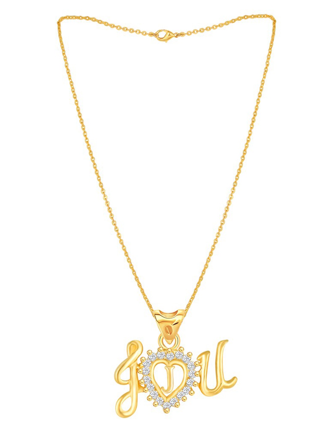 

MEENAZ Gold-Plated AD-Studded Pendant With Chain