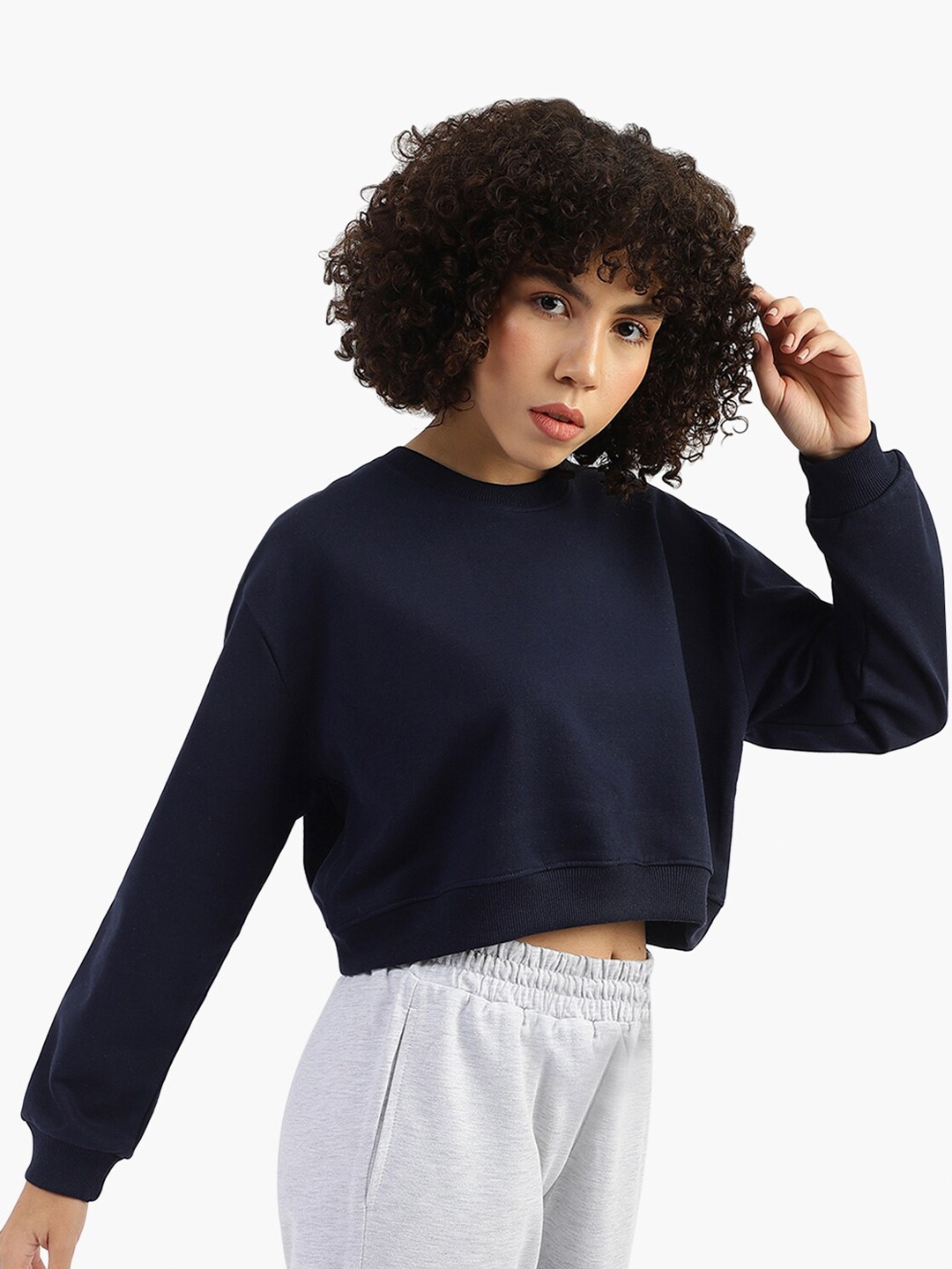

Virgio Boxy Fit Crop Sweatshirt, Navy blue