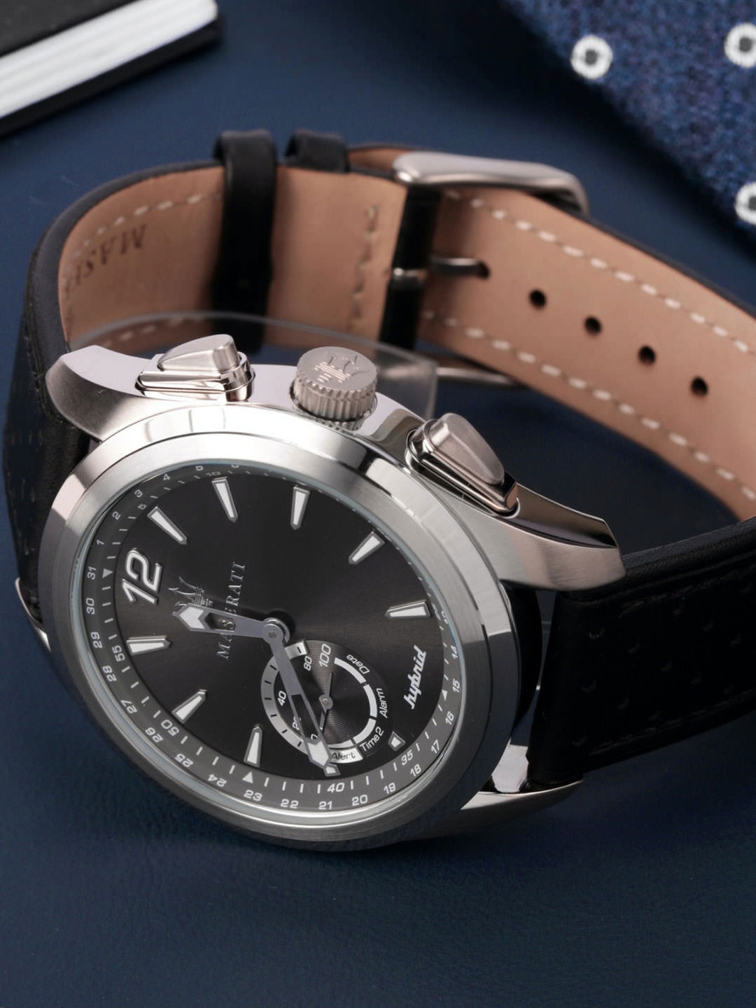 

Maserati Men Leather Bracelet Style Straps Digital Watch R8851112001, Black