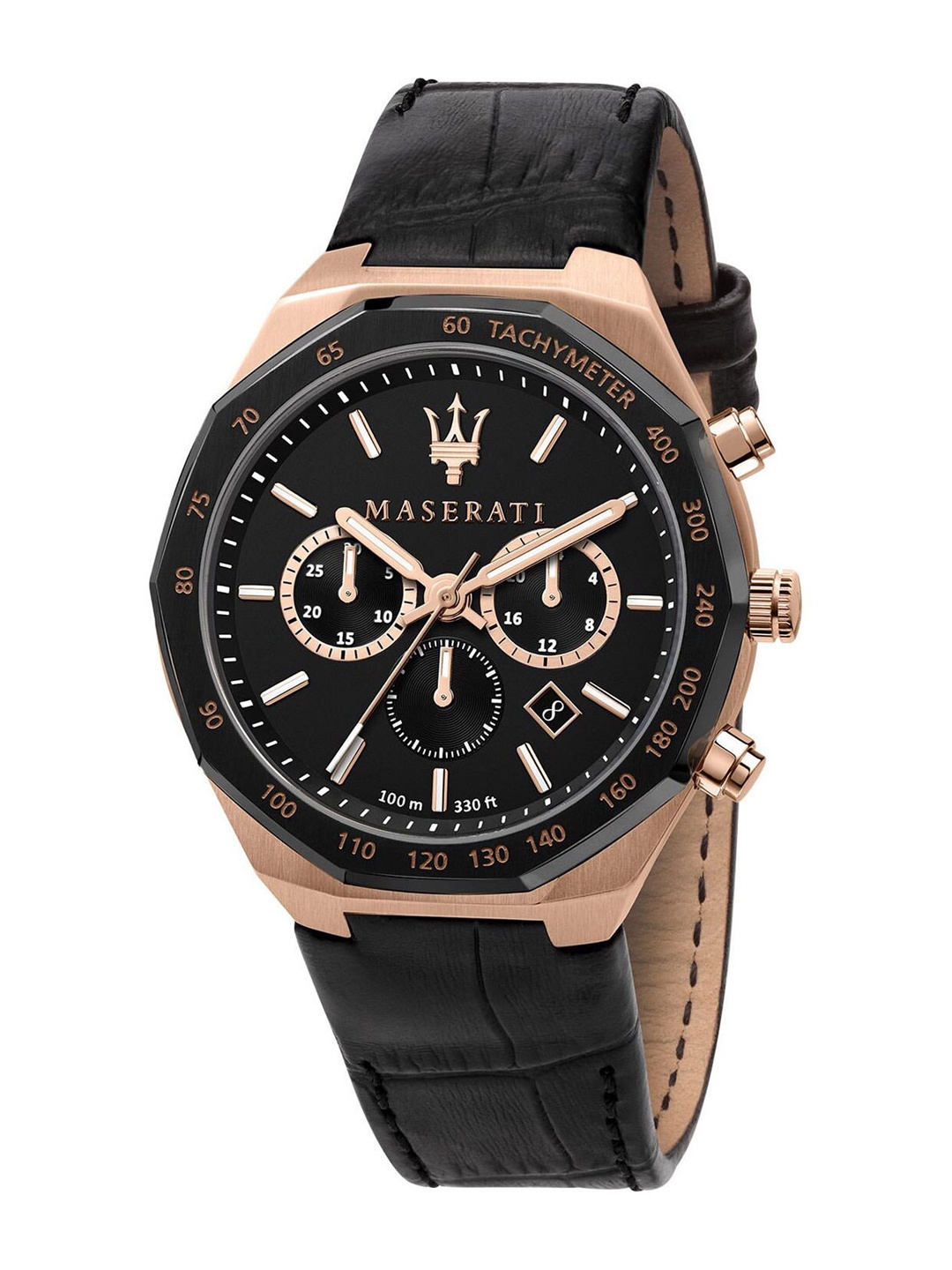 

Maserati Men Leather Straps Chronograph Analogue Watch R8871642001, Rose gold