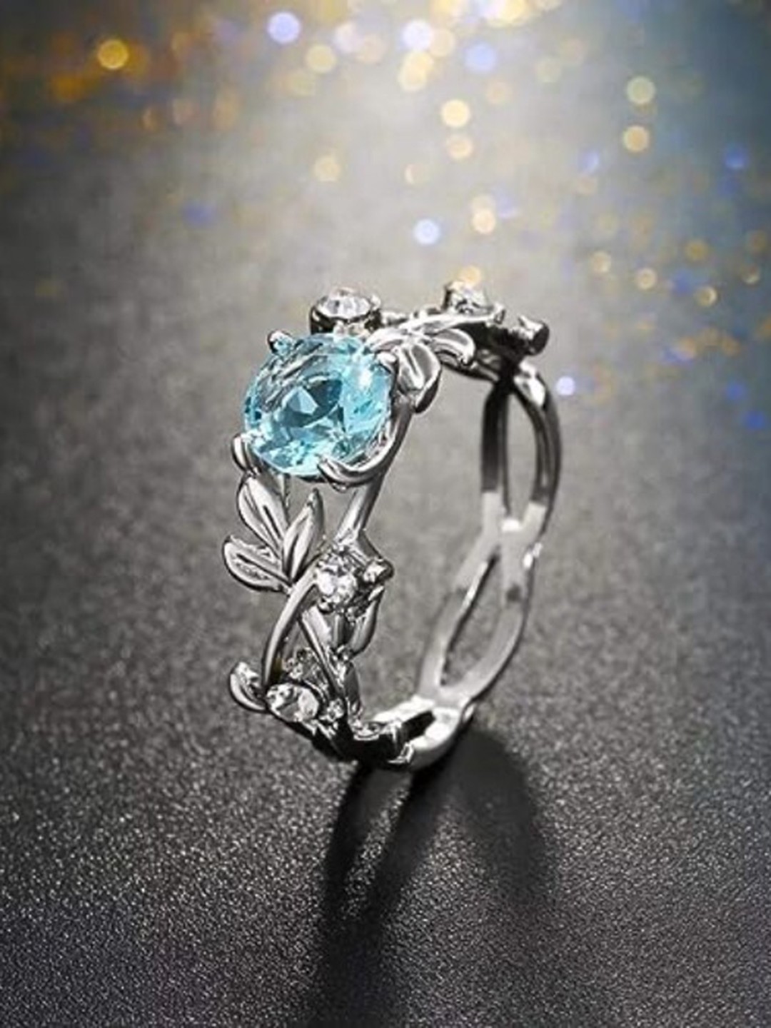

VIEN Silver-Plated CZ Studded Adjustable Ring
