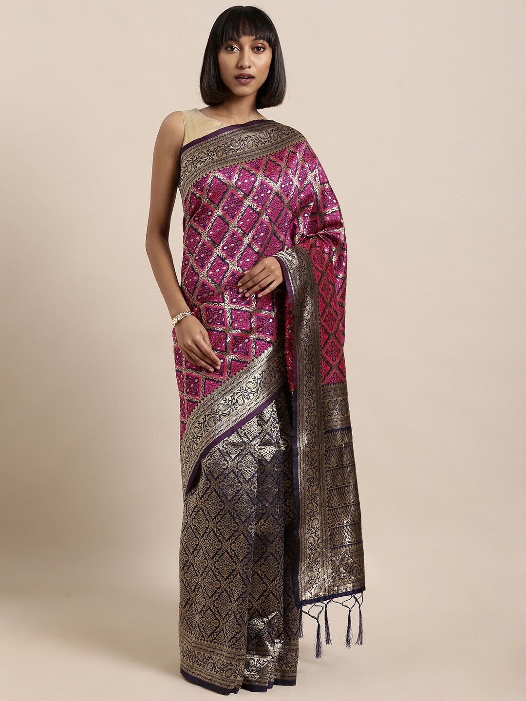 

DIVASTRI Woven Design Zari Banarasi Saree, Pink