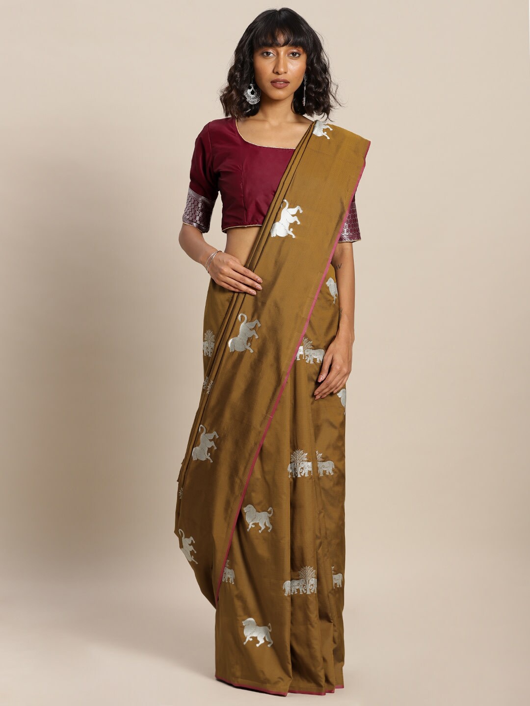 

DIVASTRI Woven Design Zari Banarasi Saree, Mustard