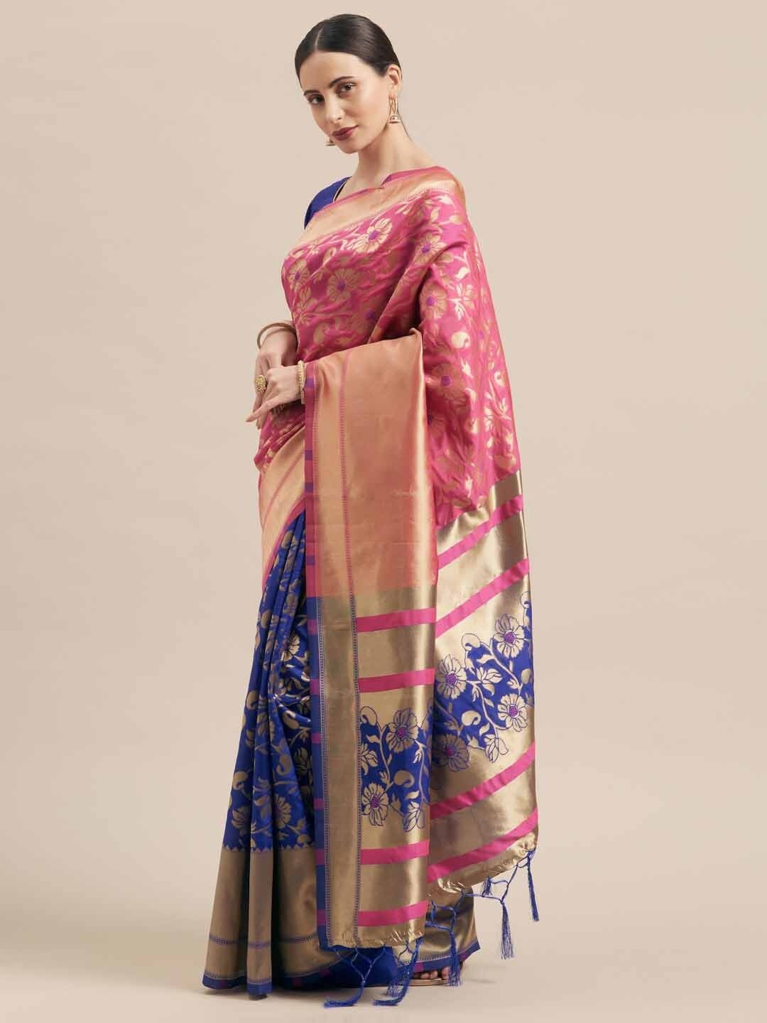 

DIVASTRI Woven Design Zari Banarasi Saree, Blue