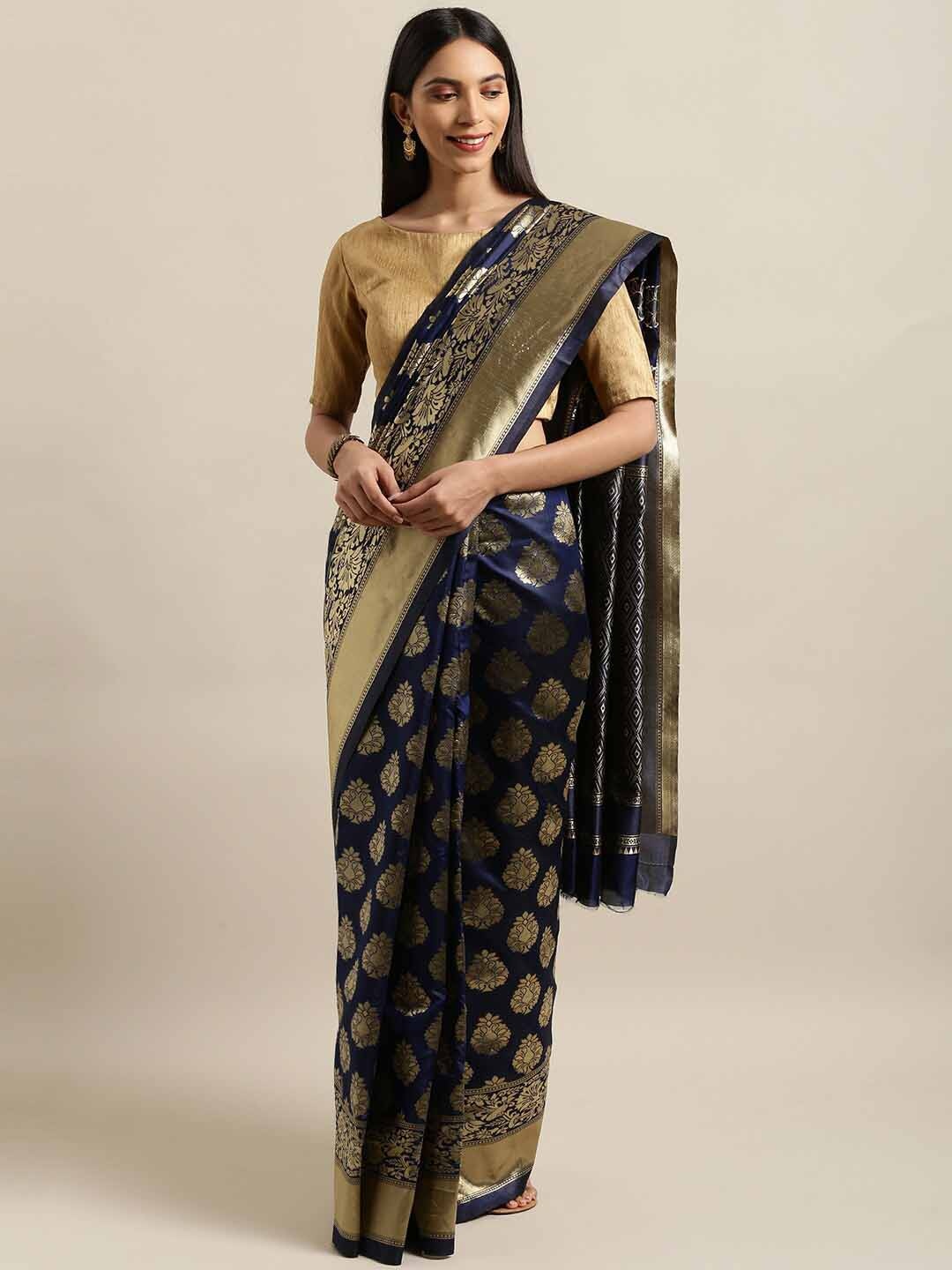 

DIVASTRIWoven Design Zari Detailed Silk Blend Saree, Blue