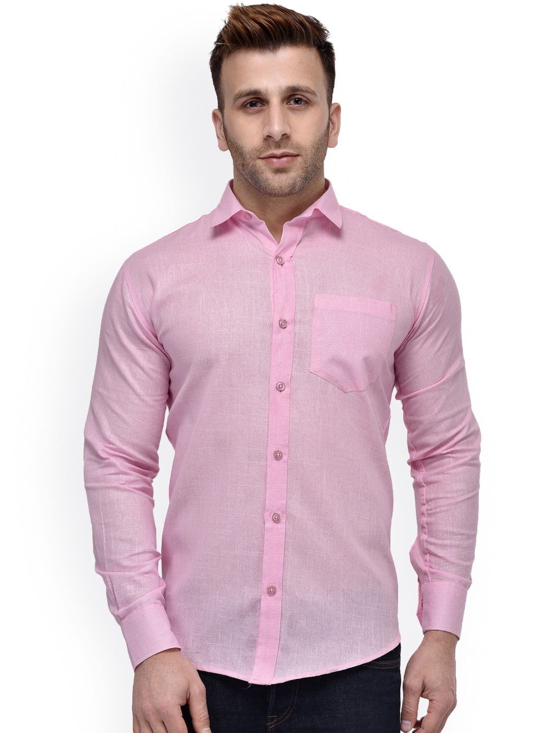 

Hangup Men Pink Regular Fit Solid Casual Shirt