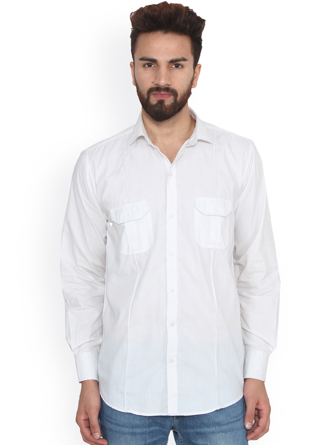 

Hangup Men White Regular Fit Solid Casual Shirt