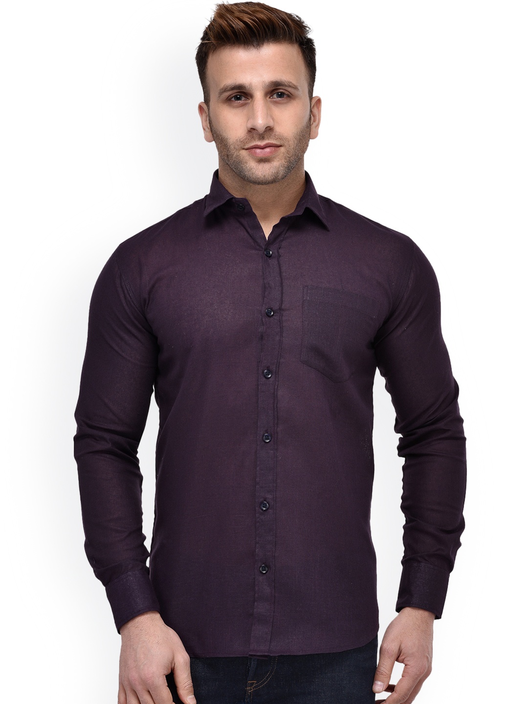 

Hangup Men Purple Regular Fit Solid Casual Shirt