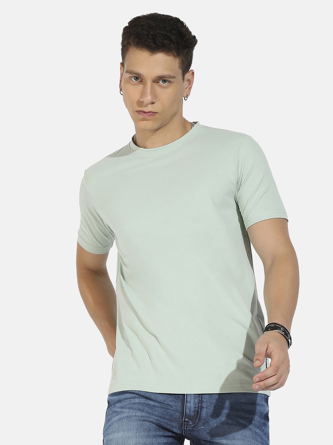 

Campus Sutra Round Neck Cotton Regular T-shirt, Green