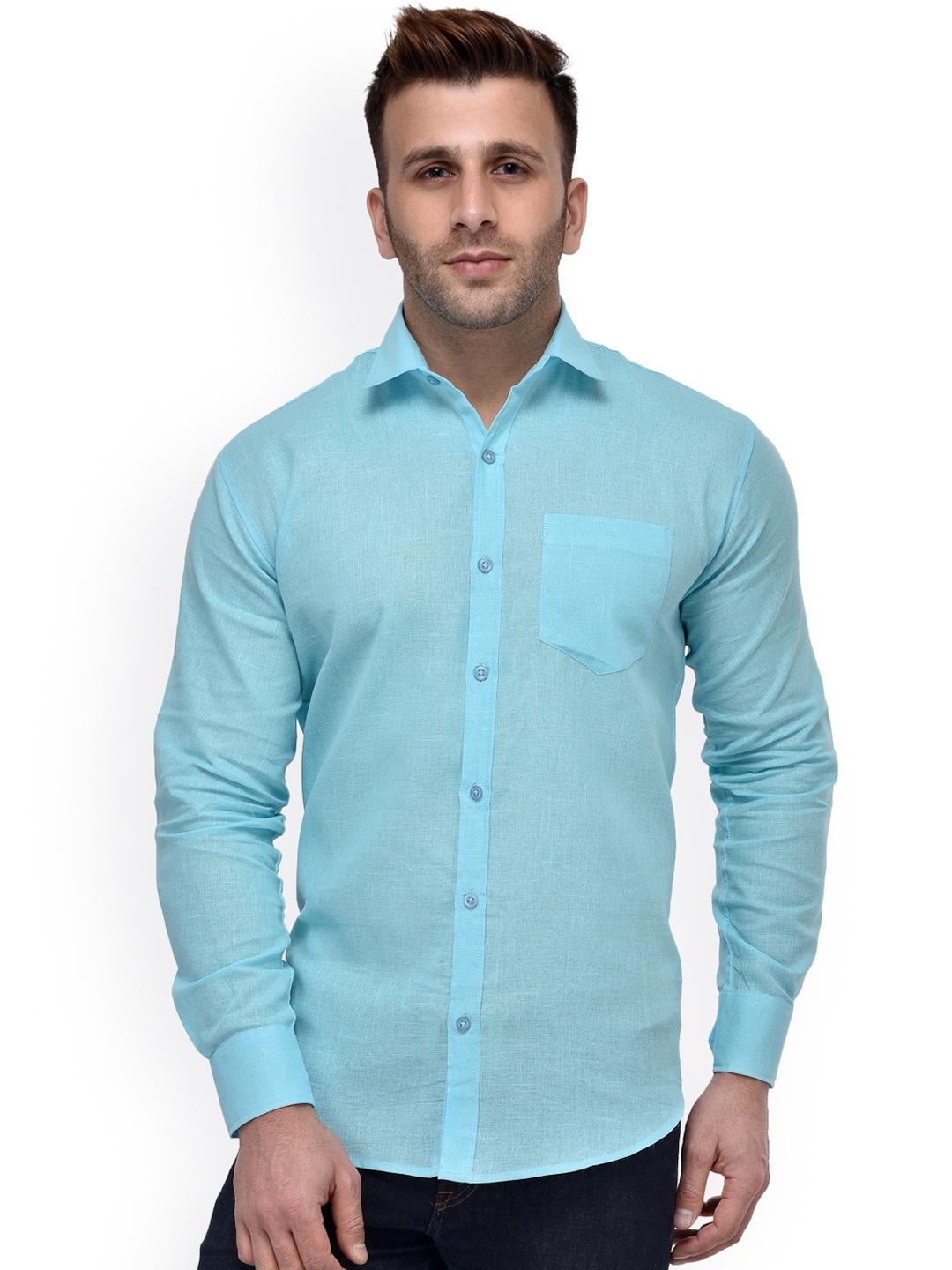 

Hangup Men Blue Regular Fit Solid Casual Shirt