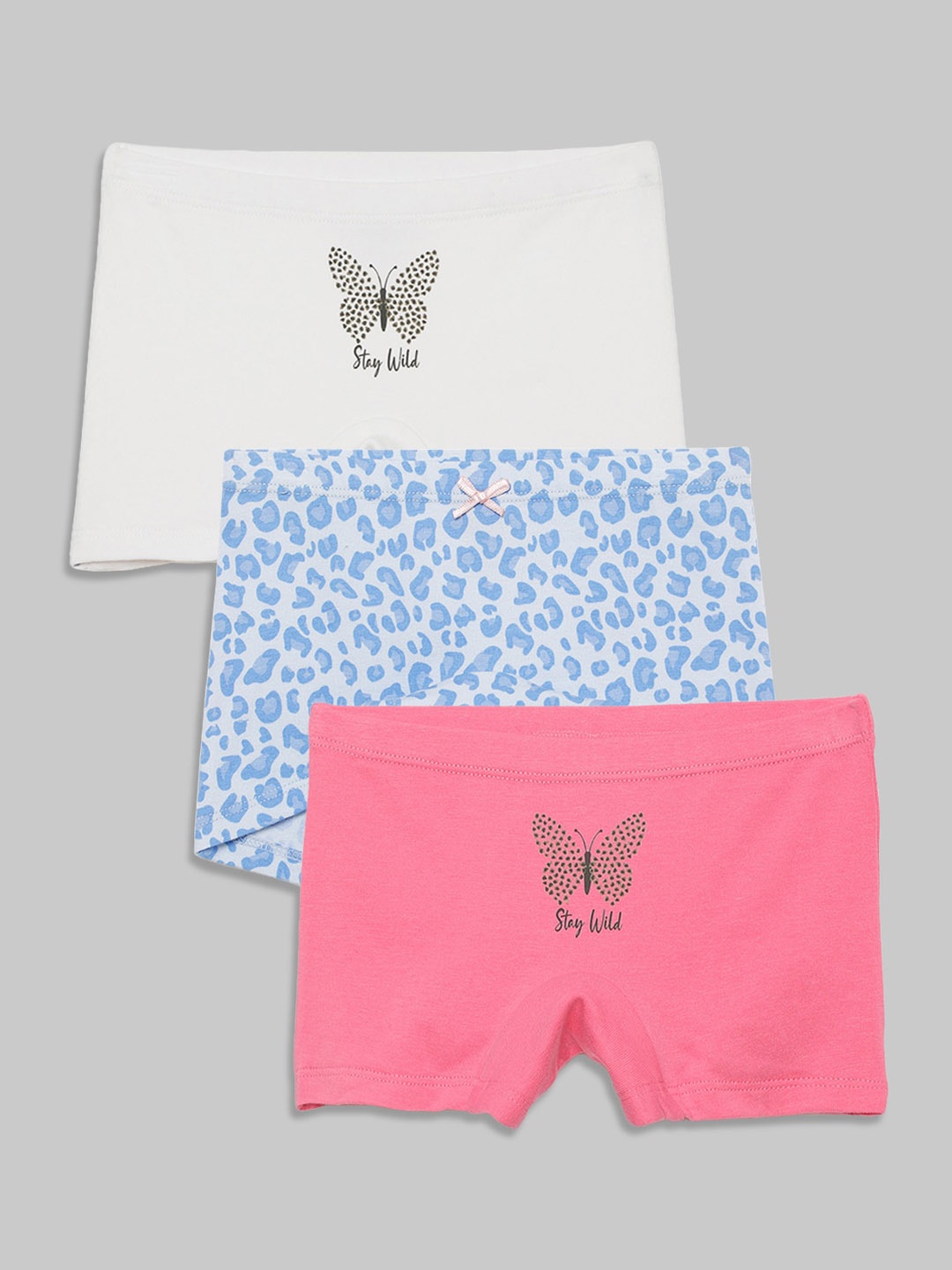 

mackly Girls Pack Of 3 Printed Boxer Style Briefs, White