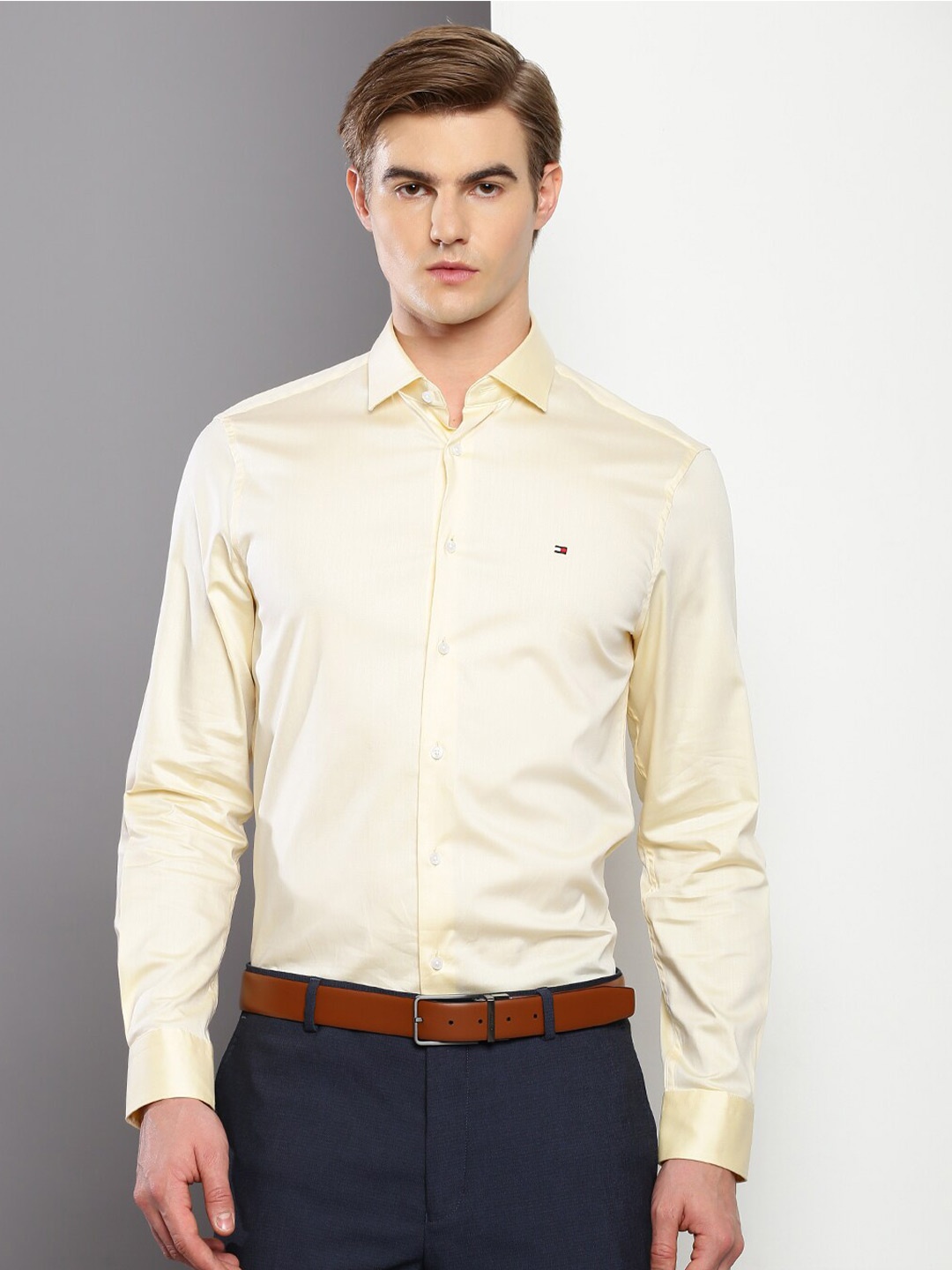 

Tommy Hilfiger Spread Collar Slim Fit Cotton Casual Shirt, White