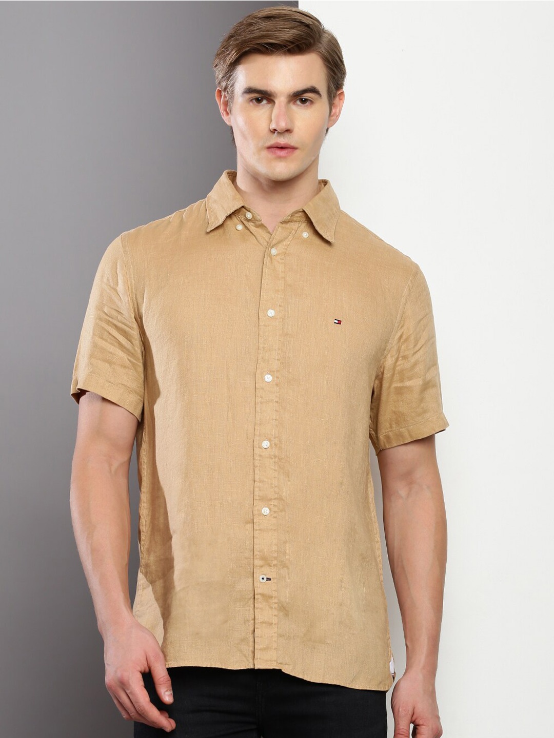 

Tommy Hilfiger Button-Down Collar Linen Casual Shirt, Khaki