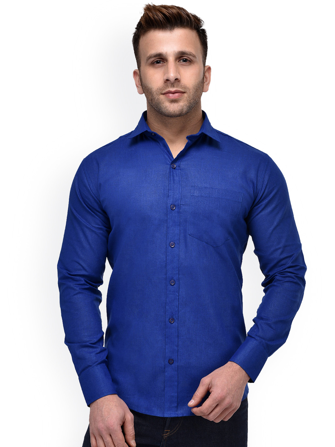 

Hangup Men Blue Regular Fit Solid Casual Shirt