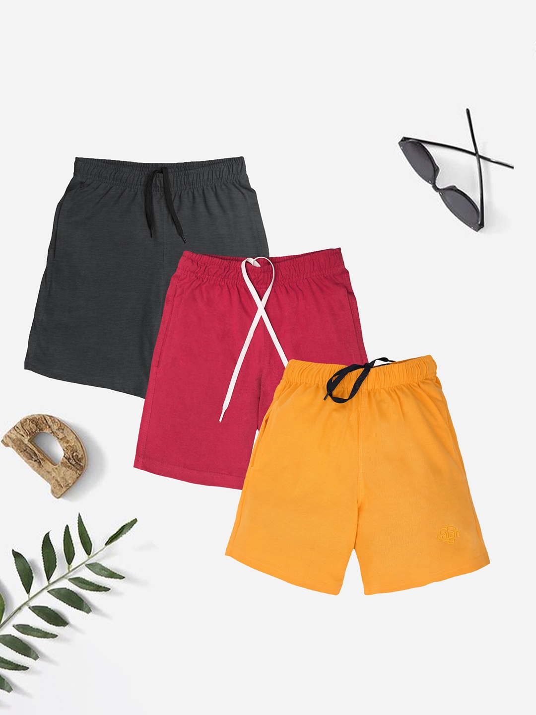 

CHIMPRALA Boys Pack Of 3 Cotton Shorts, Grey