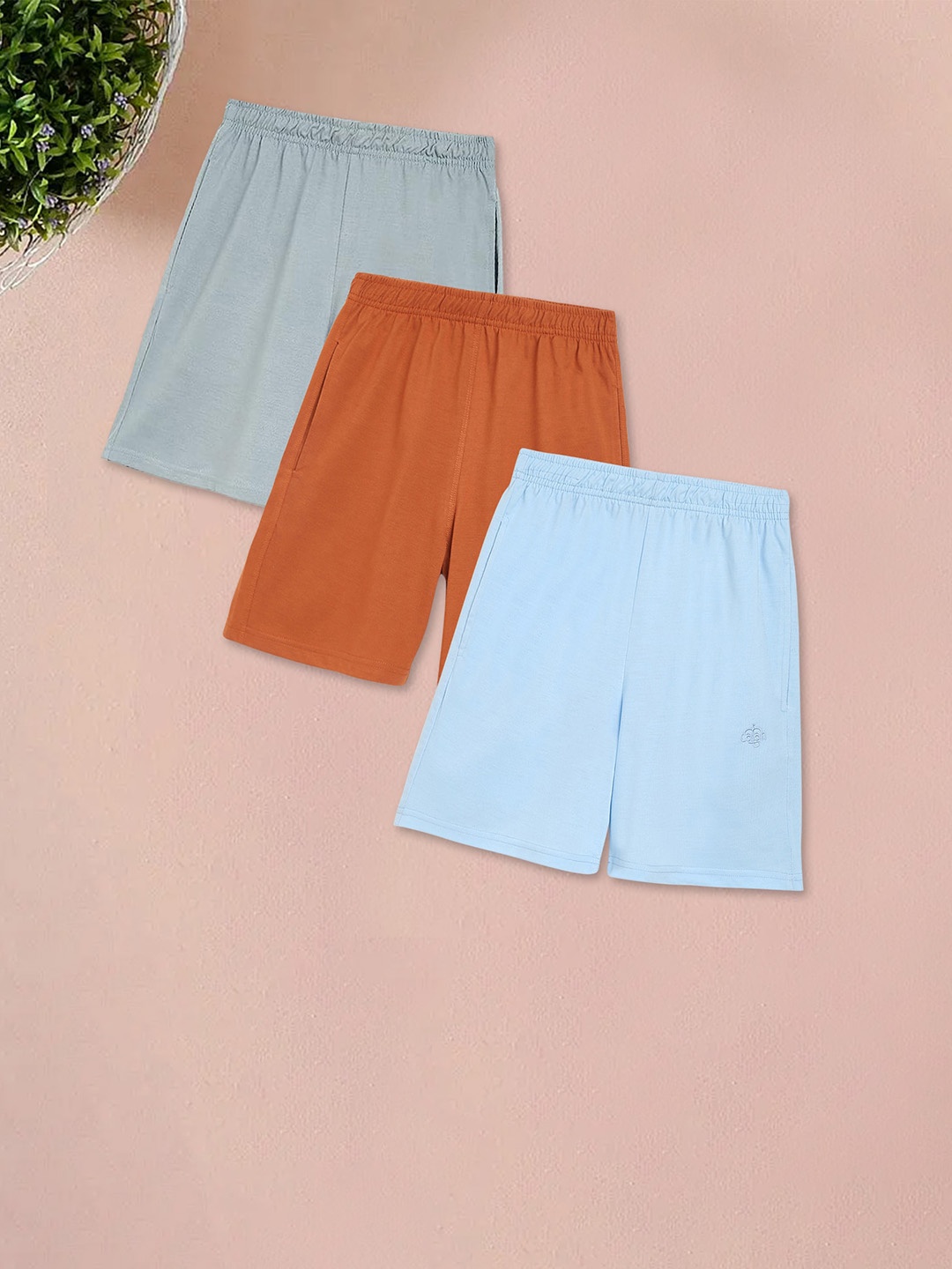 CHIMPRALA Girls Pack Of 3 Cotton Shorts, Grey