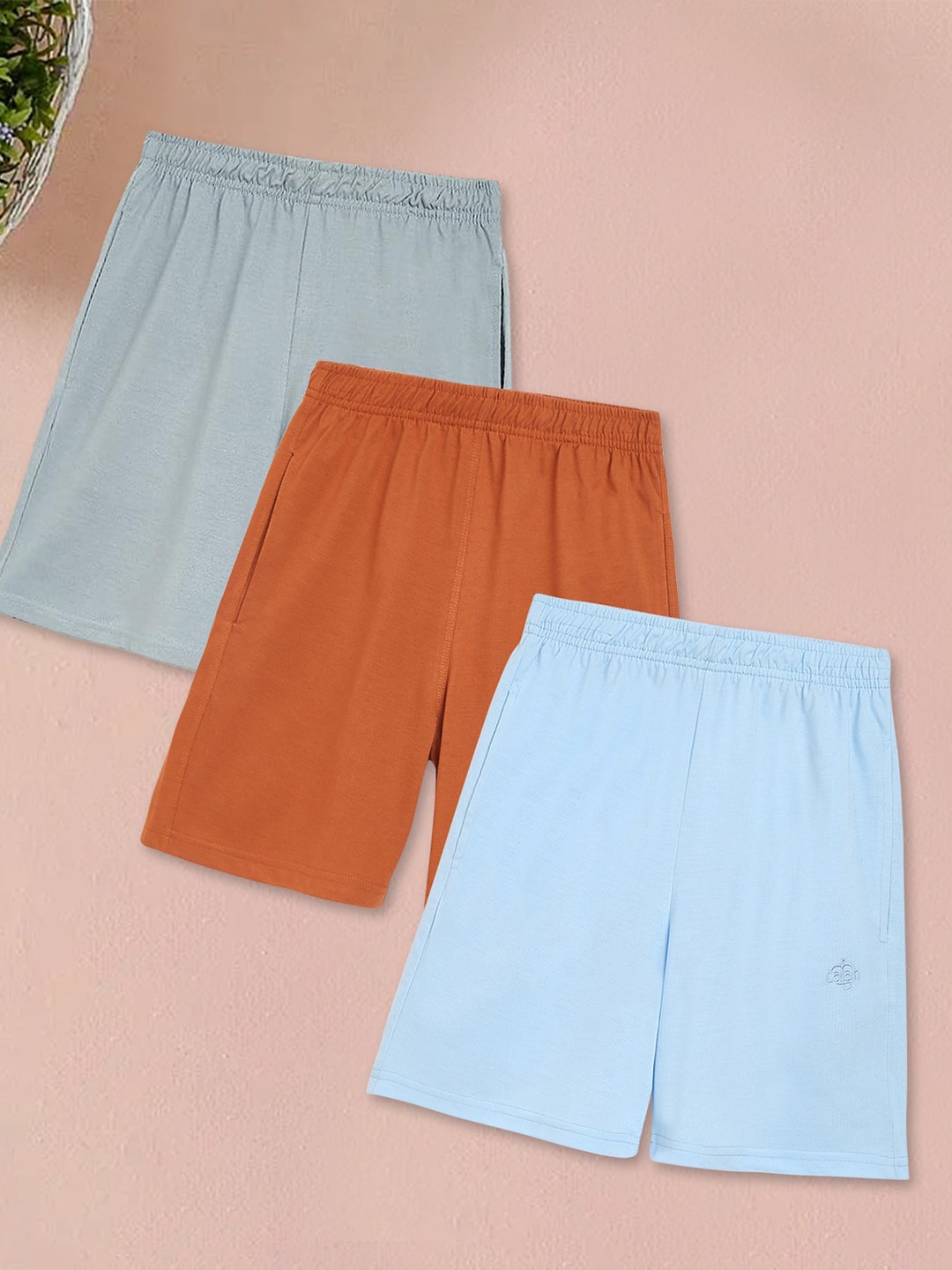 

CHIMPRALA Boys Pack Of 3 Cotton Shorts, Grey