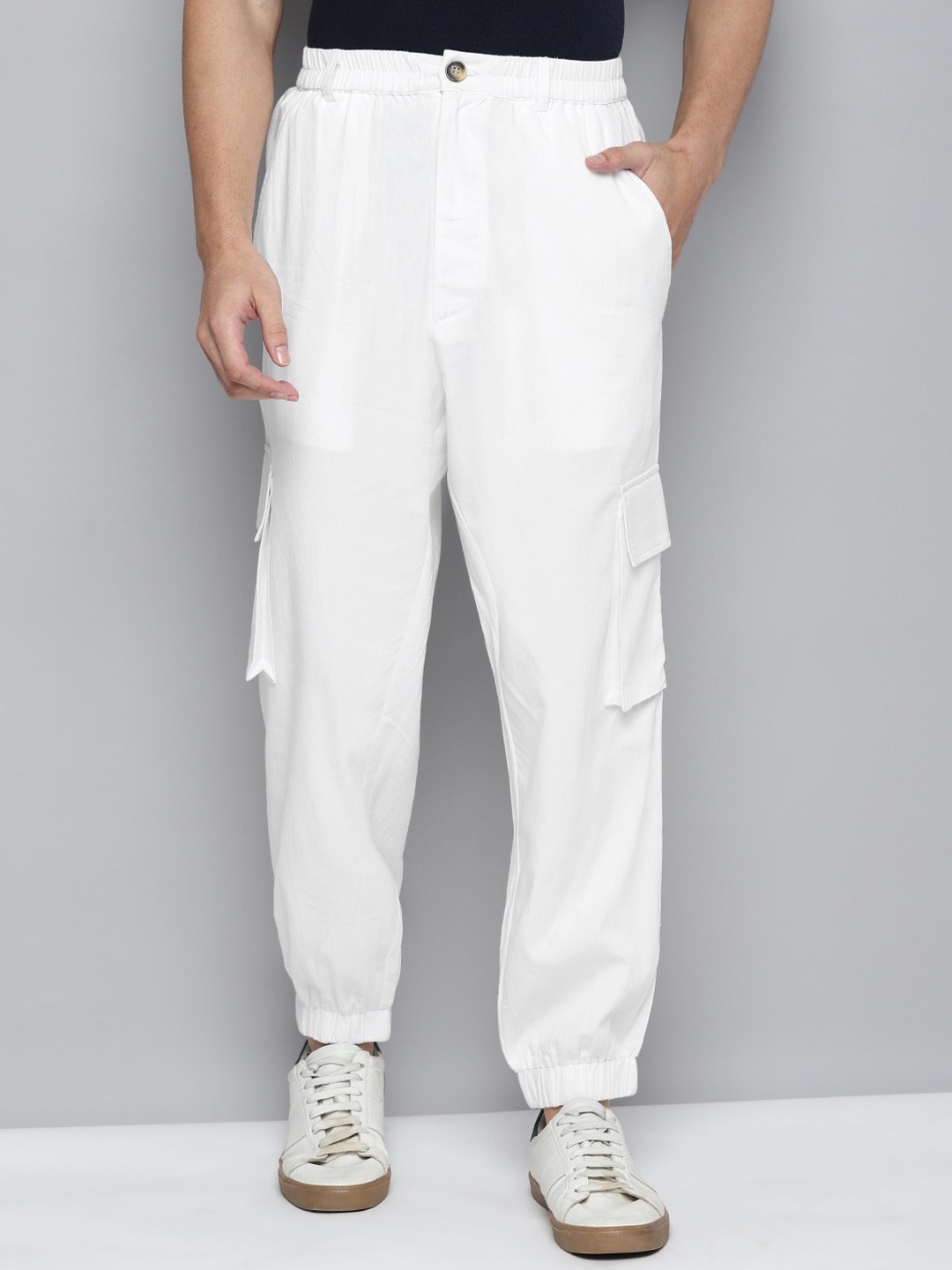 

Kook N Keech Men Smart Loose Fit Cotton Joggers, White