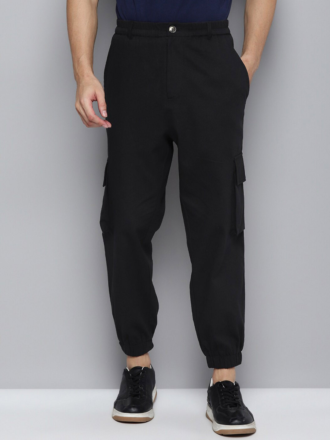 

Kook N Keech Men Smart Loose Fit Cotton Joggers, Black