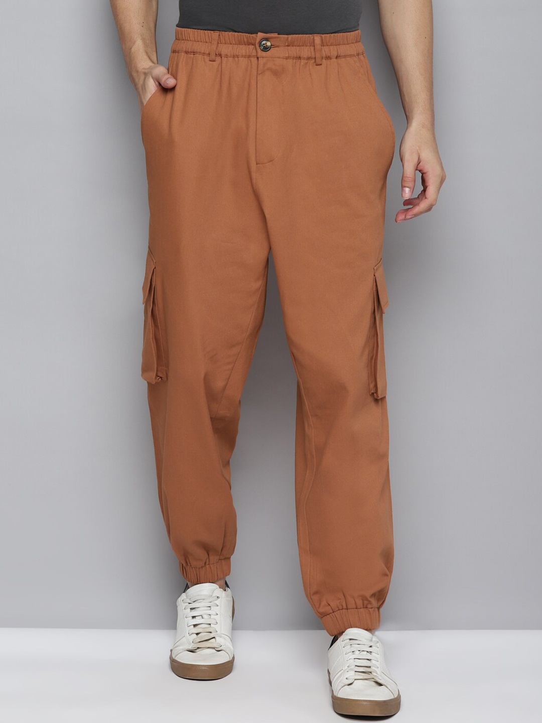 

Kook N Keech Men Smart Loose Fit Cotton Joggers, Rust
