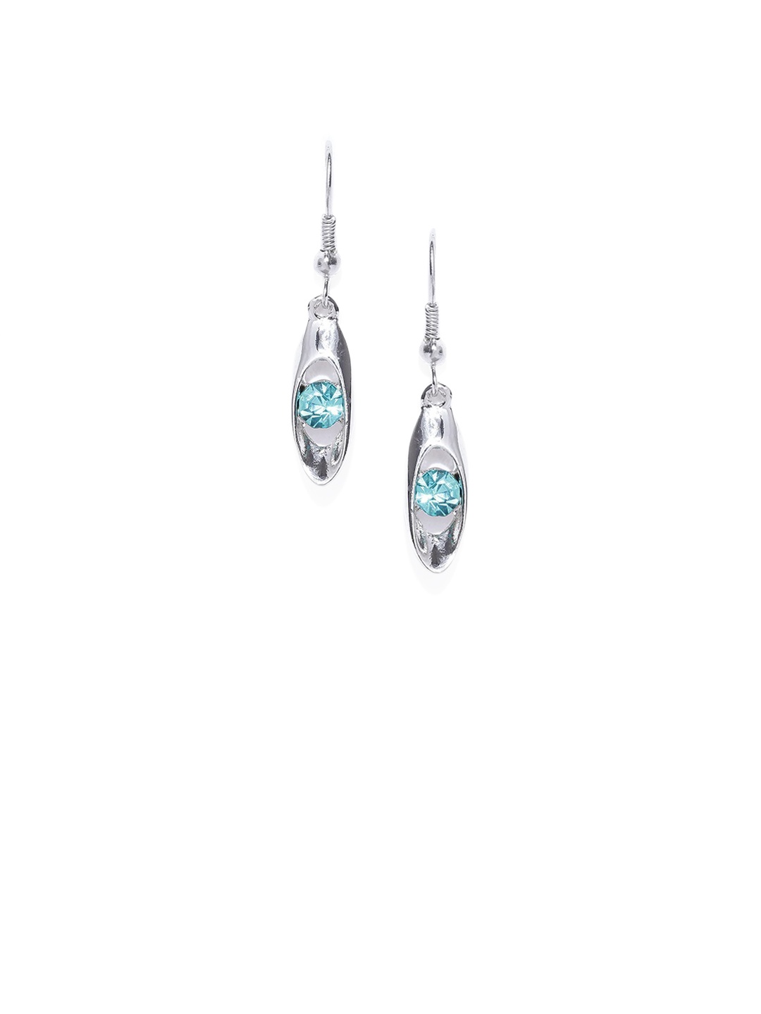 

OOMPH Silver-Toned & Blue Contemporary Drop Earrings