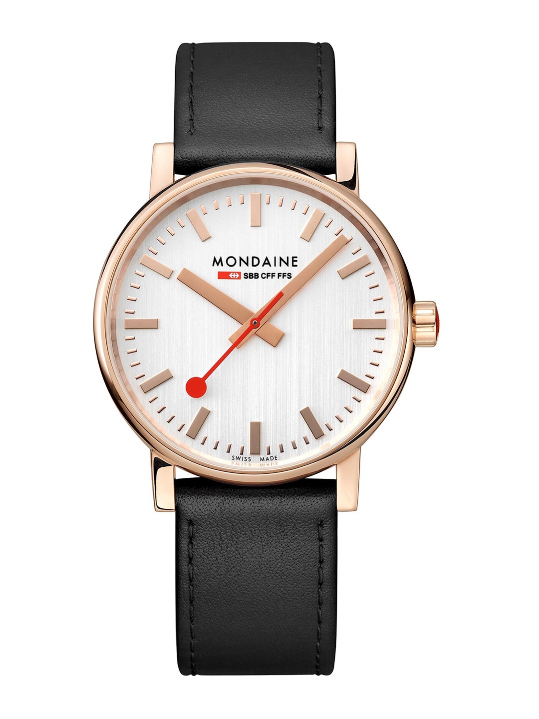 

Mondaine Unisex Stainless Steel Water Resistant Leather Straps Analogue Watch MSE.40122.LB, Black