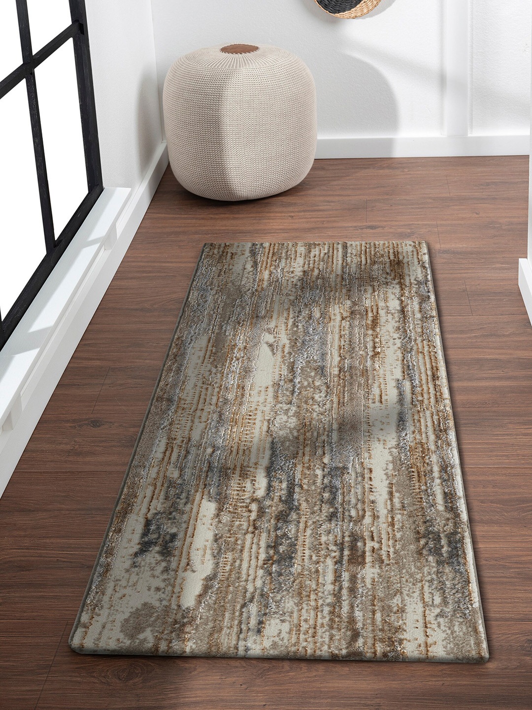 

OBSESSIONS Brown & Cream-Coloured Self-Designed Anti-Static Floor Runner