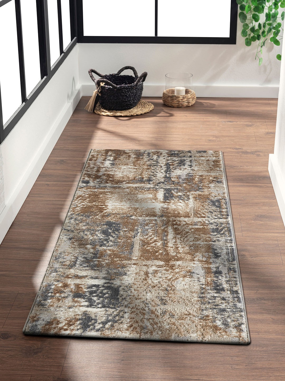 

OBSESSIONS Grey & Brown Textured Floor Bedside Runner