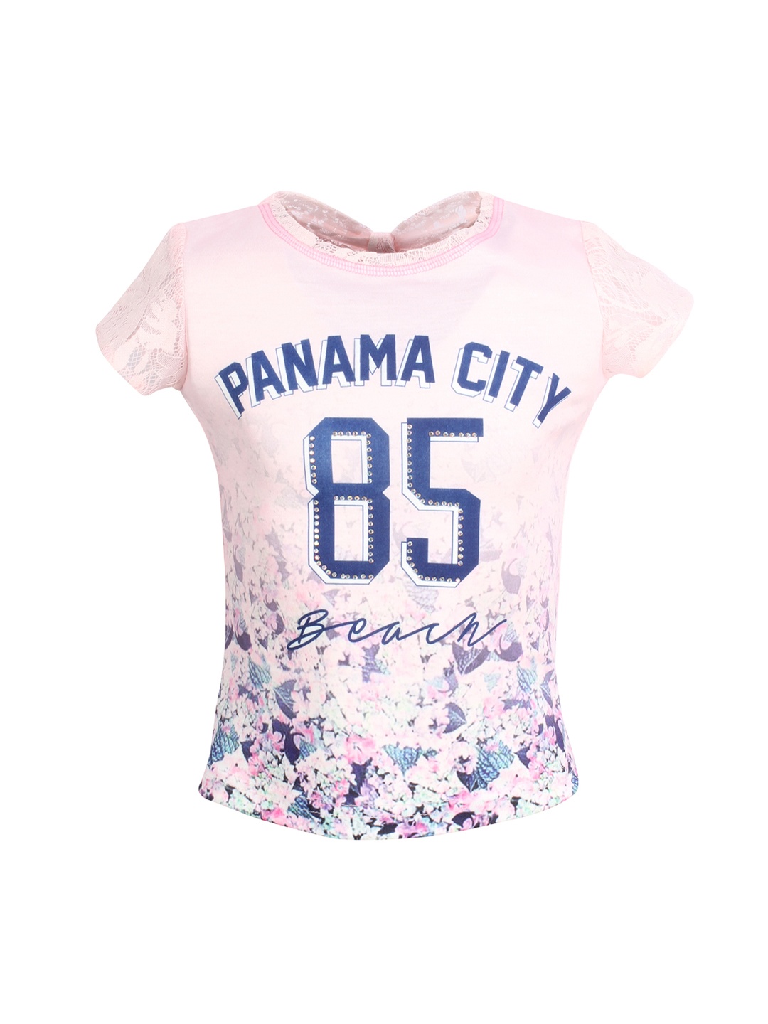 

CUTECUMBER Girls Pink Printed Pure Cotton Top
