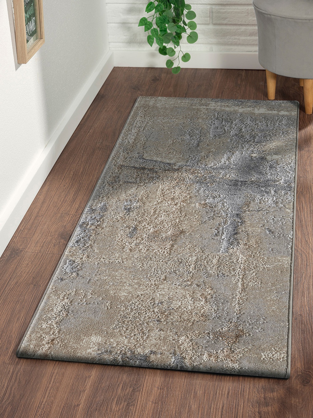 

OBSESSIONS Grey Textured Anti-Static Floor Bedside Runner