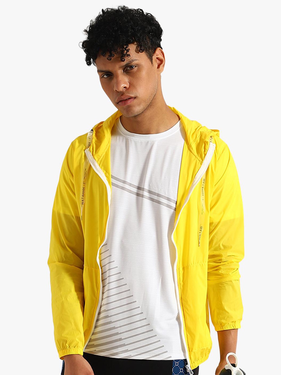 

Virgio Hooded Windcheater Sporty Jacket, Yellow